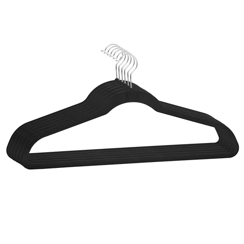 Simplify Extra Wide Velvet Hangers 6 Pack - Non-Slip, Heavy Duty