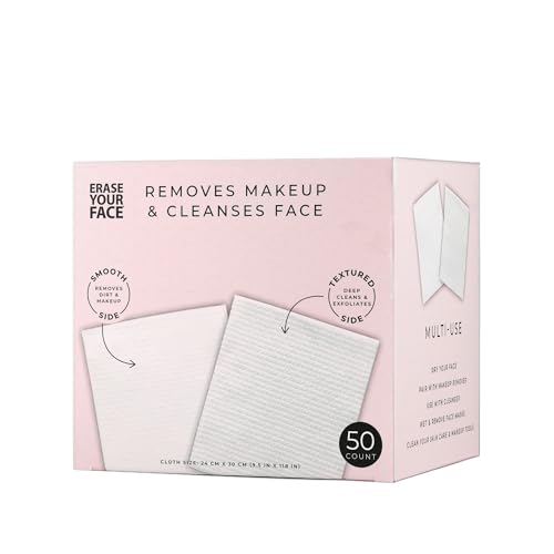 ERASE YOUR FACE Disposable Face Towels - Pink 50 Count - Fragrance-Free, Dual-Sided & Safe for Sensitive Skin