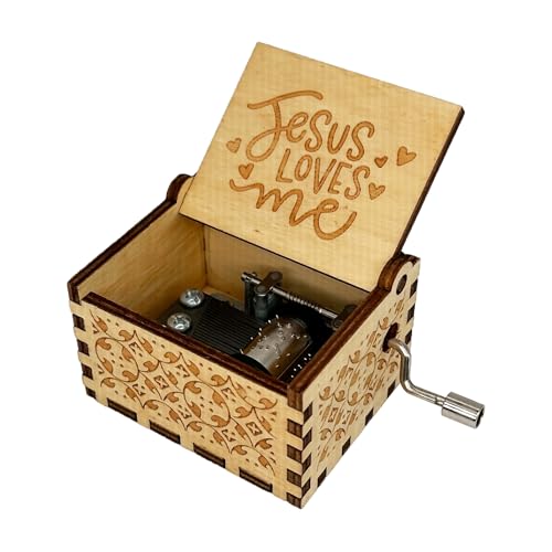 Youtang Jesus Loves Me Wooden Music Box - Handcrafted Keepsake Gift