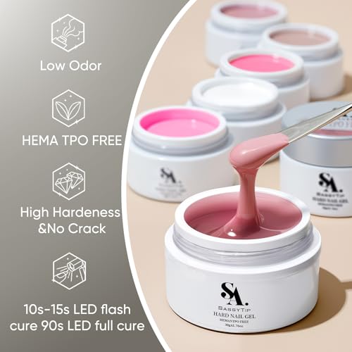 SASSYTIP HEMA-Free Builder Hard Gel - 30g Milky White Nail Extension Gel