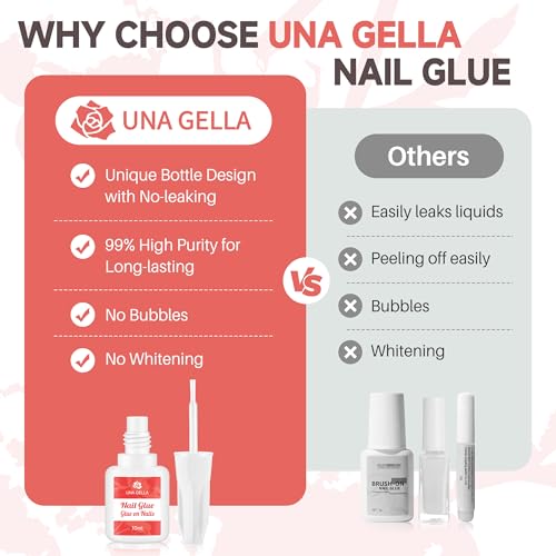 UNA GELLA Super Strong Nail Glue - Quick-Drying Adhesive for Tips & Repairs | 10ml
