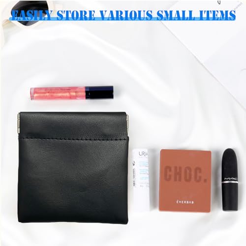 AJOJO 4-Pack Small Waterproof Leather Cosmetic Bags in Black, 4 Sizes