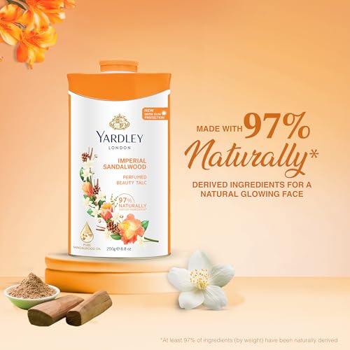 Yardley Sandalwood Perfumed Talc 250g - Soft, Spicy Fragrance for Sensitive Skin