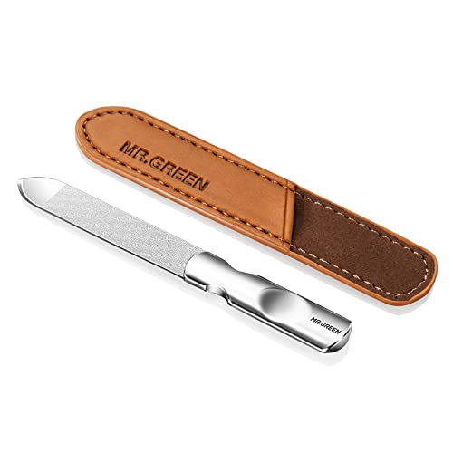 MR.GREEN Mr-2104 Double-Sided Stainless Steel Nail File with Leather Case - Professional Manicure Tool