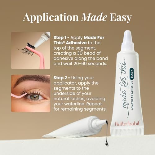 FlutterHabit Eyelash Extension Adhesive - Black 6ml for All-Day Hold