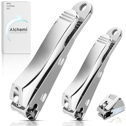 Alchemi Curved Blade Nail Clipper Set - Surgical Steel Fingernail & Toenail Clippers with Nail Catcher in Gift Box