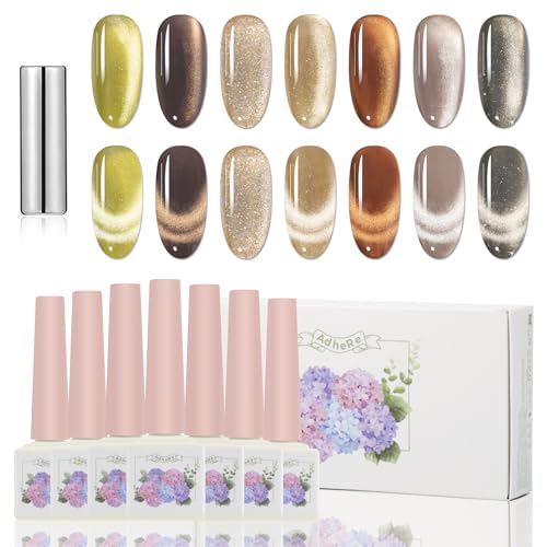 ADHERE Autumn Collection Cat Eye Gel Nail Polish Set - 7 Colors, 12ml Each