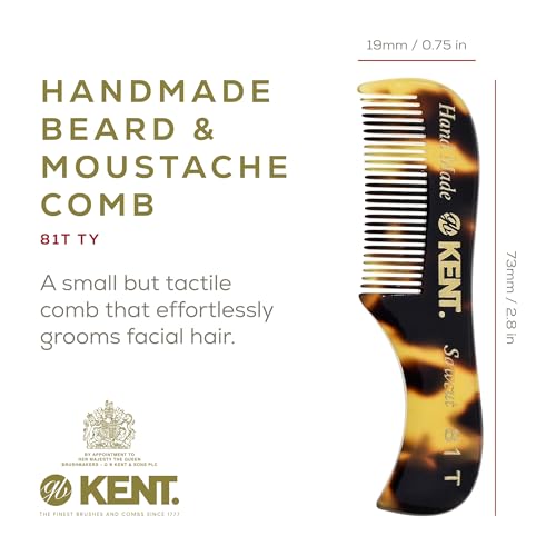 Kent A 81T X-Small Beard & Mustache Comb - 2 Pack Yellow Tokyo