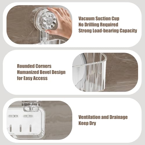 Acrylic Shower Caddy with Suction Cups - 2 Pcs No Drill Shelves