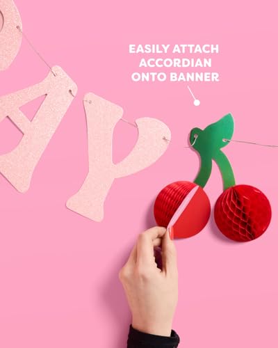Happy Birthday Glitter Banner with 3D Cherry Accents - 6.5ft