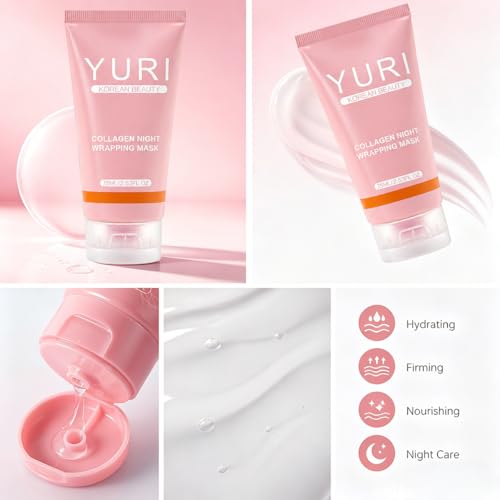 YURI Collagen Overnight Peel Off Mask - Hydrating & Firming, 2.54 Fl Oz