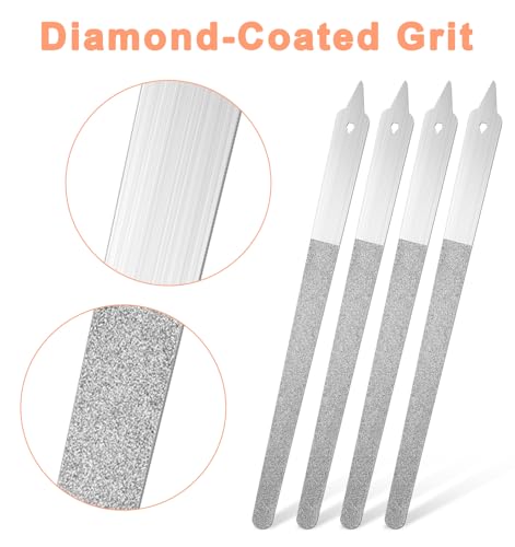 4 Pack Diamond Nail Files for Natural Nails - 6 Inch Professional Manicure Tools