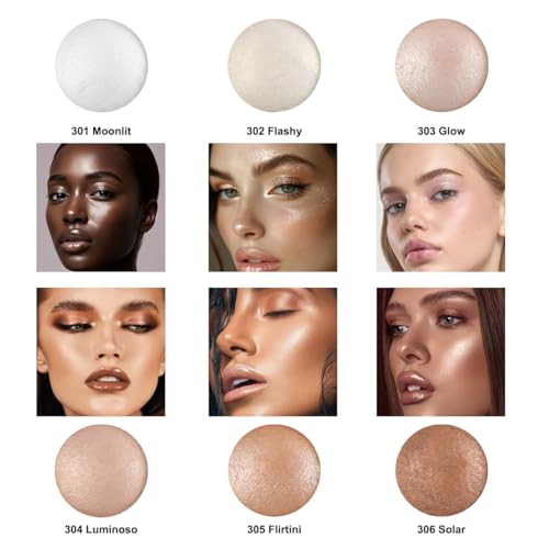 Corlo 303-Glow Baked Highlighter Contour Powder - Sheer Pearl Shimmer for Face