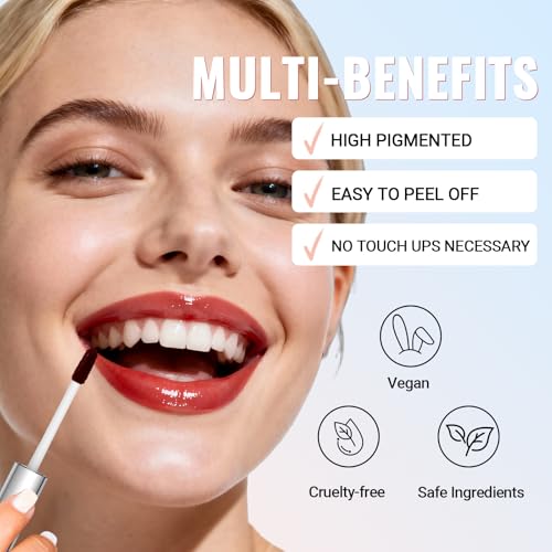 Vevivia Peel Off Lip Stain & Lip Liner - Long Lasting, Waterproof, Natural Cocoa Shade
