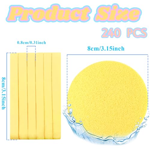 240 Pcs Compressed Facial Sponges - Soft Exfoliating Face Cleaning Pads