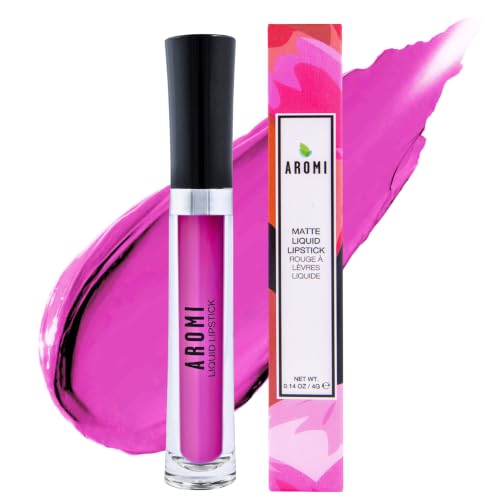 Aromi Pink Peonies Liquid Lipstick - Bright Magenta Fuchsia, Vegan & Waterproof