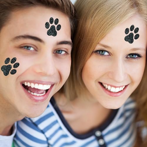 240 Pcs Dog Paw Glitter Temporary Tattoos - 30 Sheets Body Stickers