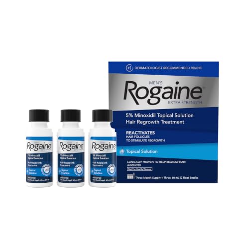 Men's Rogaine Extra Strength 5% Minoxidil Solution, 3 Mo Supply, 3x 2 Fl Oz