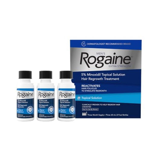 Men's Rogaine Extra Strength 5% Minoxidil Solution, 3 Mo Supply, 3x 2 Fl Oz