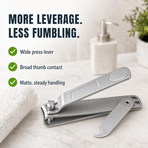CLYPPI Precision Fingernail Clippers with File & Cleaner - Ergonomic 3.5" Stainless Steel