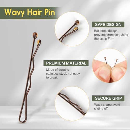 150 Count Mini Bobby Pins - 1.38 Inch Brown Hair Pins with Storage Box