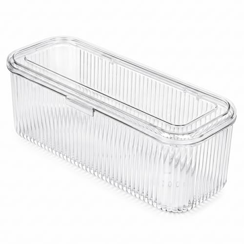 Legrape Clear Makeup Brush Holder Organizer with Lid for Vanity & Travel