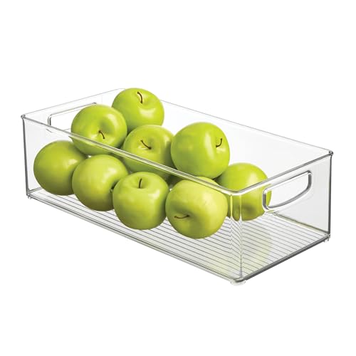 iDesign Stackable Clear Storage Bin - Kitchen Organizer with Handles