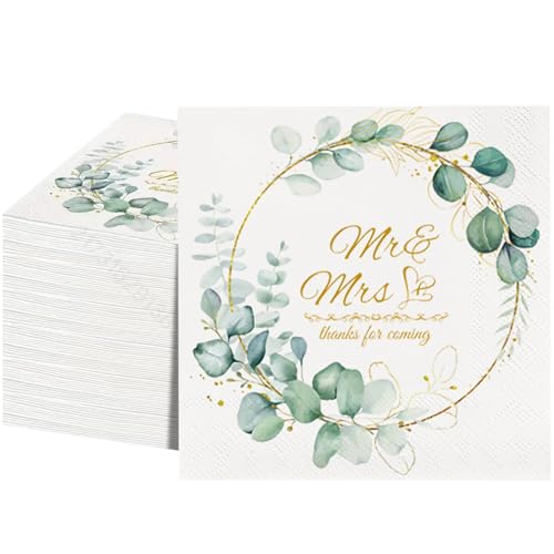 50 Pack Mr and Mrs Cocktail Napkins for Weddings & Parties