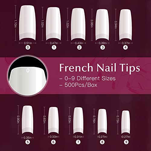 600PCS Coffin Nail Tips Set with French & Clear Designs for Nail Art & DIY