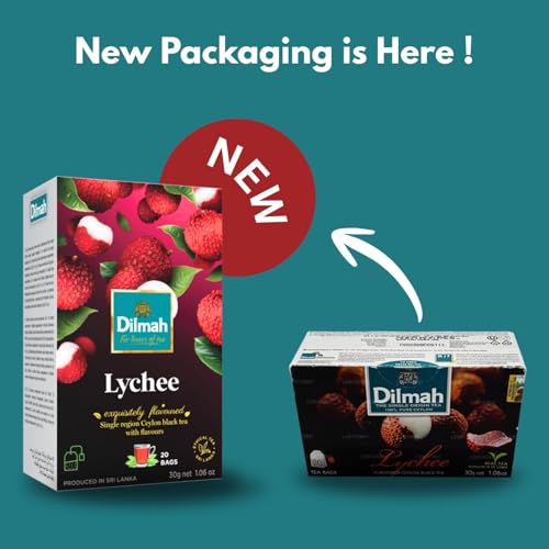 Dilmah Lychee Black Ceylon Tea - 20 Individually Wrapped Bags
