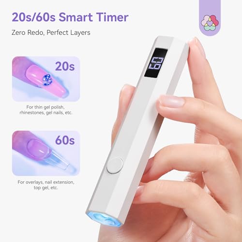 SAVILAND Portable UV Nail Lamp - Rechargeable, Dual Timer, Fast Curing