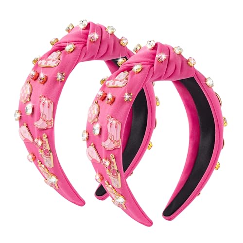 PANTIDE Western Rhinestone Knotted Headband - 2 Pack Cowgirl Hair Accessories