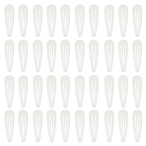 White Metal Snap Hair Clips - 40 Pack, 2 Inch Barrettes for Women