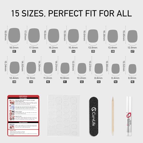 CurvLife Chrome Square Cat Eye Press On Nails - 32PCS Soft Gel