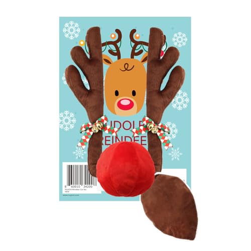 NUJOVI Christmas Car Antlers Decoration Kit with Nose & Tail