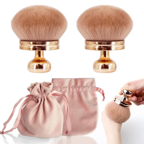 Holyenten 2 Pack Large Body Makeup Brush - 3-Inch Wide Tanning & Foundation Brush with Pouch