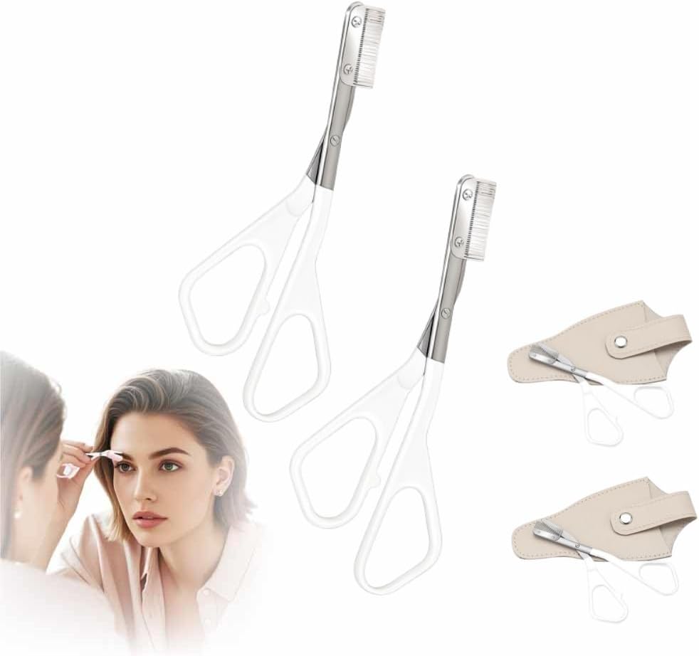 Precision Eyebrow Trimmer Scissor - 2025 Upgrade Grooming Kit | Portable Razor for Women (White)