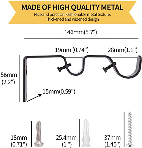 Heavy Duty Bronze Double Curtain Rod Brackets - Set of 3