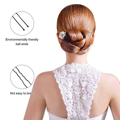 Sevensun 100PCS U Shaped Hair Pins with Storage Box - Black 2.4 Inches