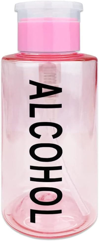 Clear Push Down Pump Dispenser Bottle - 7oz Refillable Flip Top Cap for Nail Polish & Travel Cosmetics