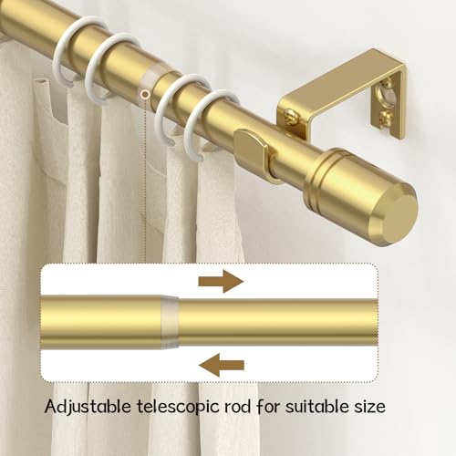 GXOACKJ Adjustable Gold Curtain Rods 28-60 Inches with Brackets