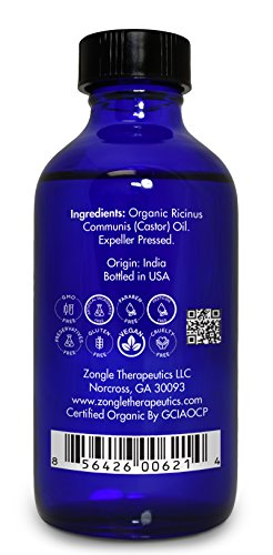 Zongle Therapeutics Organic Castor Oil - 100% Pure Cold Pressed, 4 fl oz