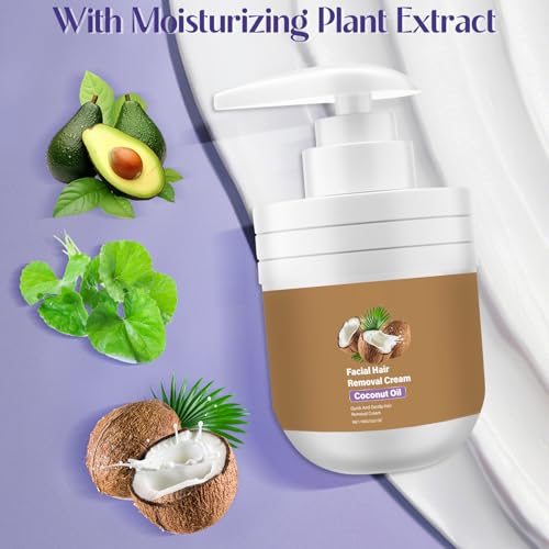 2Pcs Coconut Oil Based Gentle Body Hair Remover Cream for Women,Facial Hair Removal Cream,Quick and Easy Hair Removal Cream with Coconut Oil,Moisturizing & Soothing for All Skins