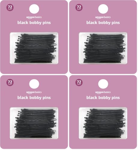 Amazon Basics Black Bobby Pins - 72 Count Travel Case