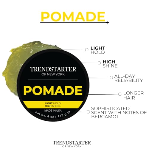 TRENDSTARTER Classic Pomade, Light Hold High Shine Hair Styling, 4oz