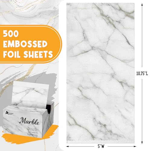 Marble Pattern Hair Foils for Highlighting - 500 Pre-Cut Aluminum Sheets