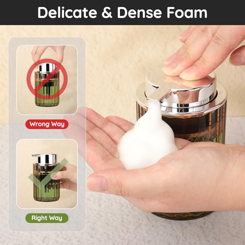 Segbeauty 10oz Amber Foaming Soap Dispenser - 2 Pack Refillable Pump Bottle