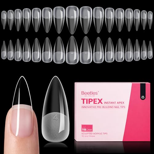 Beetles Tipex Medium Stiletto Nail Tips - 192pcs, No Builder Gel Needed