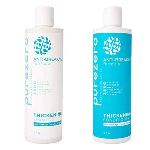 Purezero Thickening Anti-Breakage Shampoo & Conditioner Set with Biotin & Caffeine - Hair Loss & Thinning Support, 24 oz