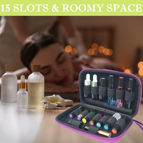 BLIRITEL Essential Oil Carrying Case - Hard Shell Organizer for 15 Bottles